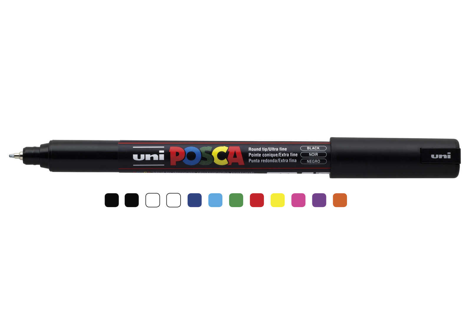 Posca Paint Marker Set - PC-8 Assorted Nibs - All Black - 8 Piece