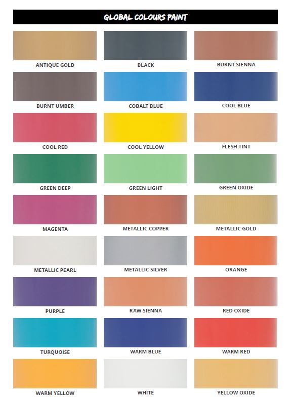 Colour Chart for Global Colour Student Acrylic Piants