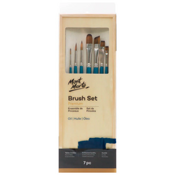 Mont Marte Oil Brush Set Taklon Brush Set of 7 in Wooden Box