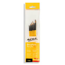 Mont Marte Gallery Series Brush Set Acrylic 6pce (Detailer 1, Detailer 3, Liner 2, Liner 4, Round 4 & 8)