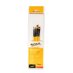 Mont Marte Gallery Series Brush Set Acrylic 4pce (1 x Round, 2 x Flat & 1 Bright)