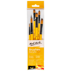 Mont Marte Gallery Series Brush Set Acrylic 6pce (2 x Round, 2 x  Flat & 2 x Filbert)