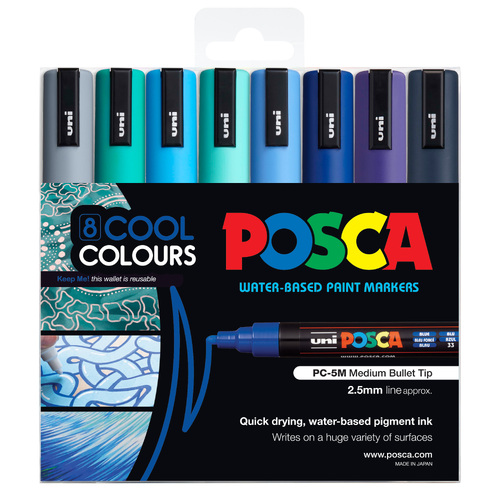 Posca Medium Cool Colours 8pk