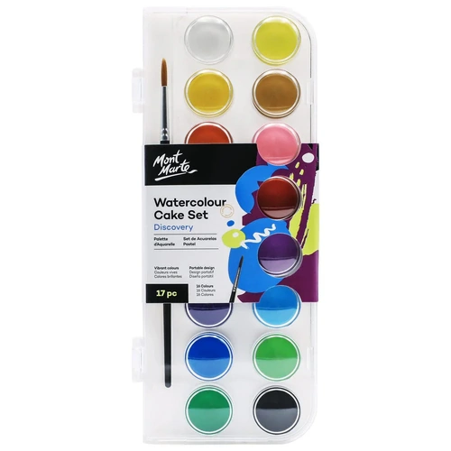 Mont Marte Discovery Watercolour Cake Set Classic Colours 17 Piece