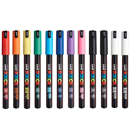 Uni Posca Markers Ultra-Fine PC-1MR 0.7mm Set of 12