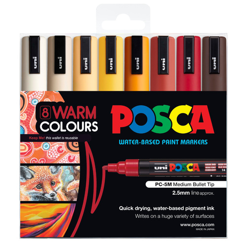 Posca Medium Warm Colours 8pk